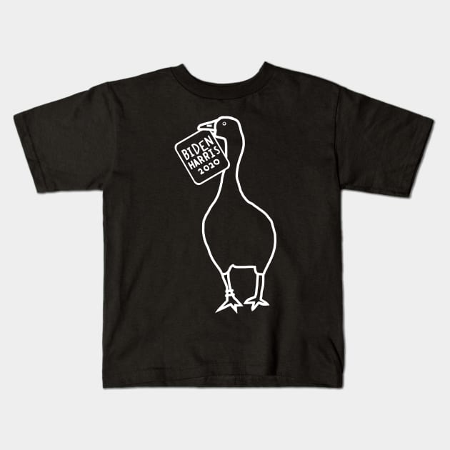 Whiteline Goose with Stolen Biden Harris Sign Kids T-Shirt by ellenhenryart